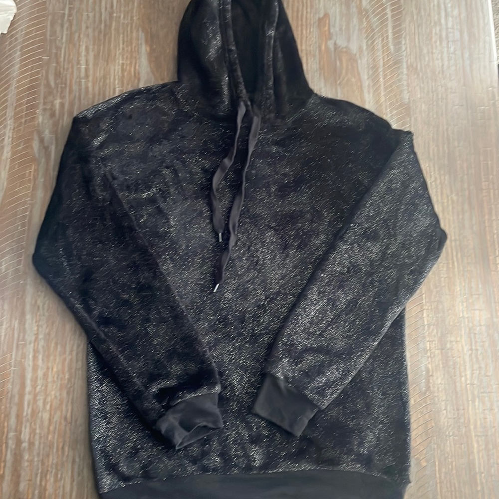 Cold Crush black silver glittery fuzzy hoodie size L